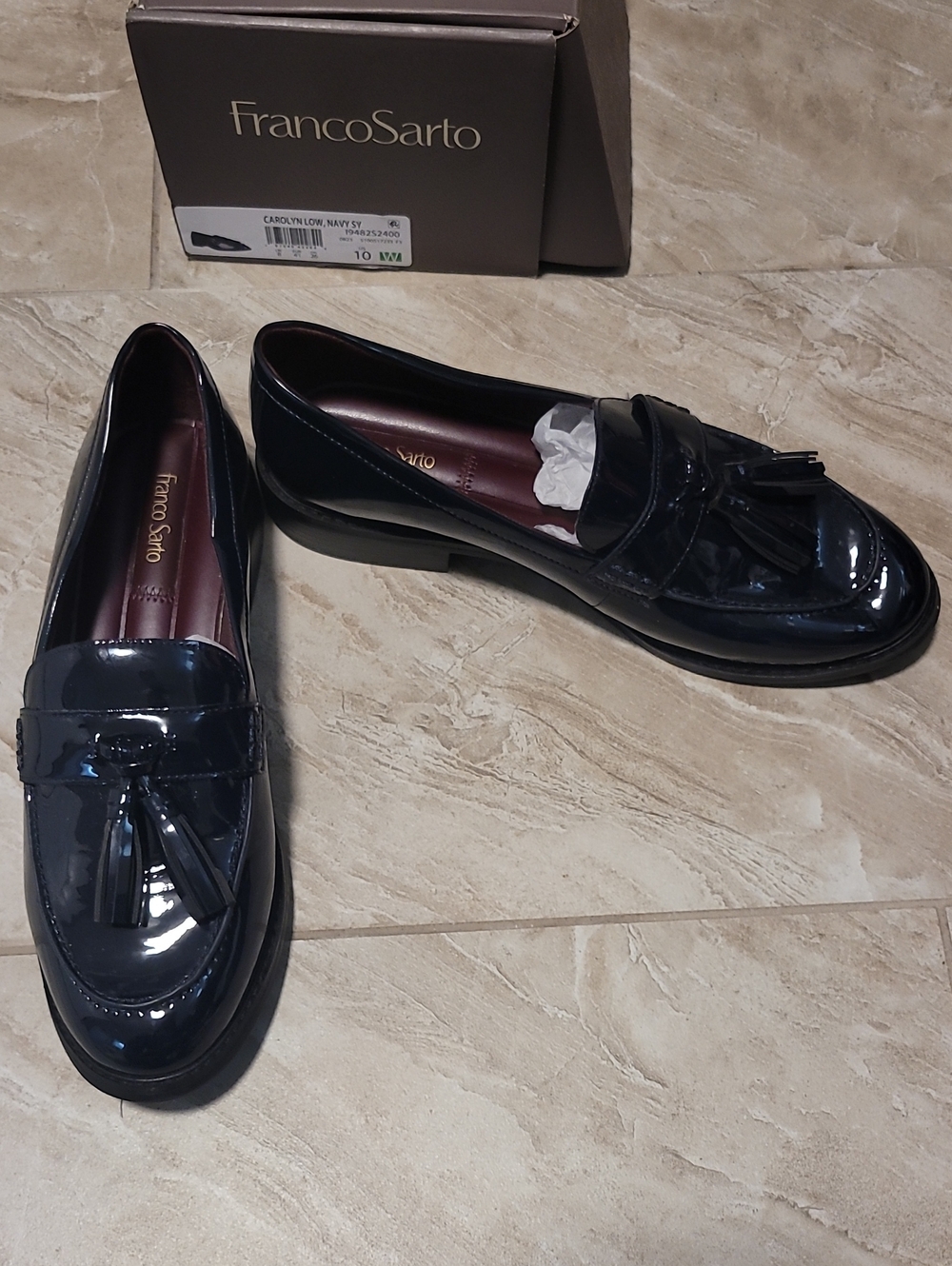 Franco Sarto Men’s Navy Patent Tassel Loafers